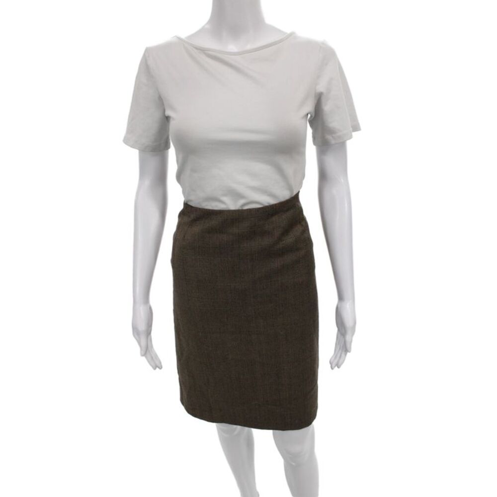 Dolce & Gabbana Womens Trumpet Plaid Wool Skirt Brown Size 40